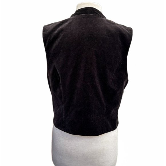 Vintage Karen Scott Black Velvet Embroidered Snowman Button Up Vest | Size Mediu - Picture 2 of 6